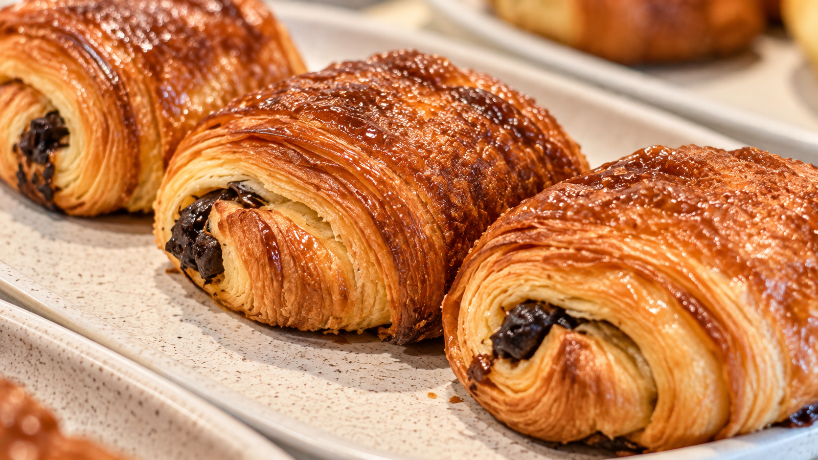 Pain au chocolat dorados y crujientes
