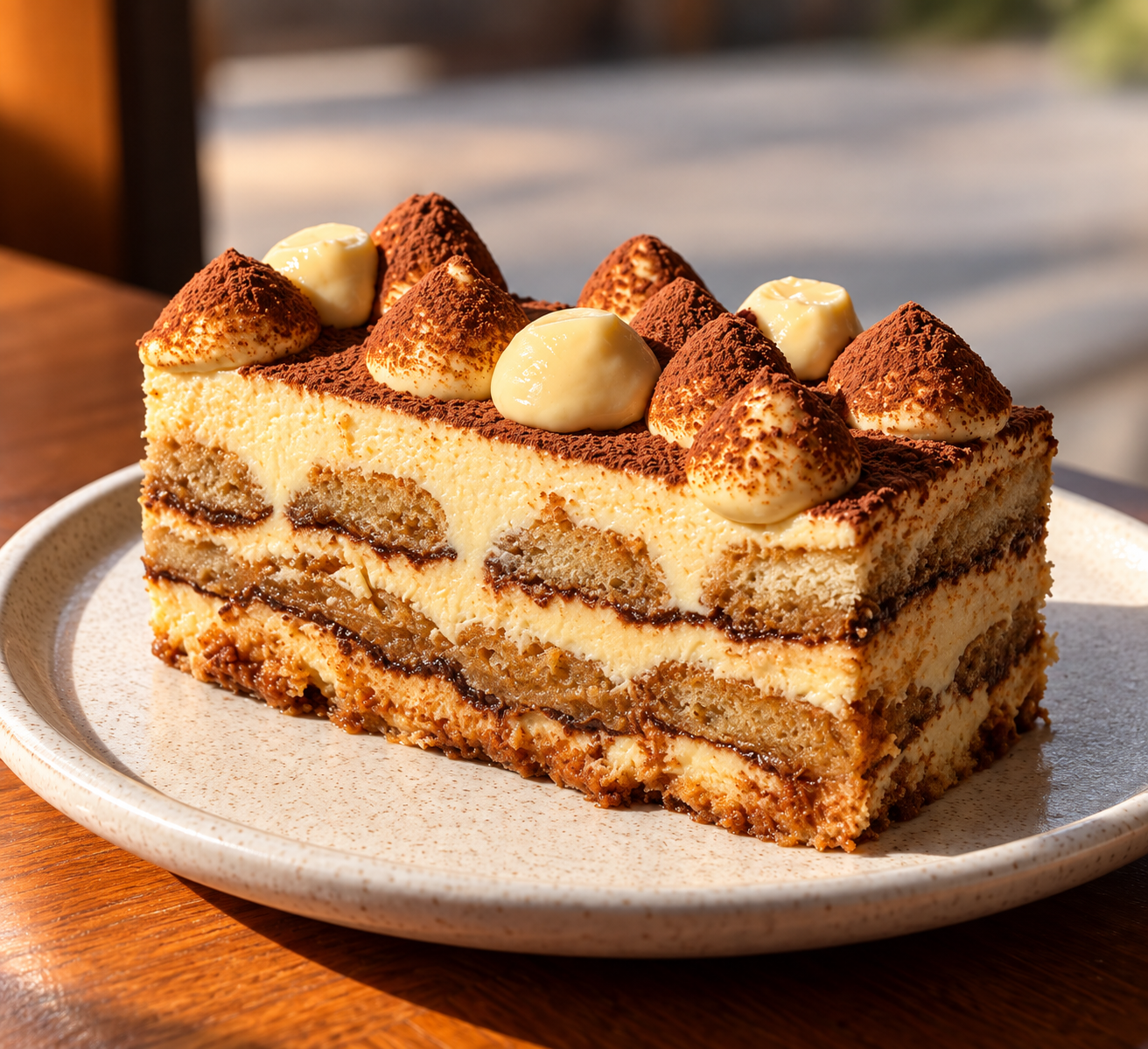 Tiramisú artesanal con cacao y crema